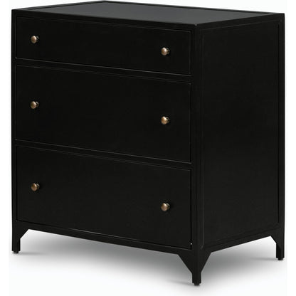 Belmont Large Storage Nightstand by Four Hands in black, weathered bronze and black. Made from iron in a modern style.