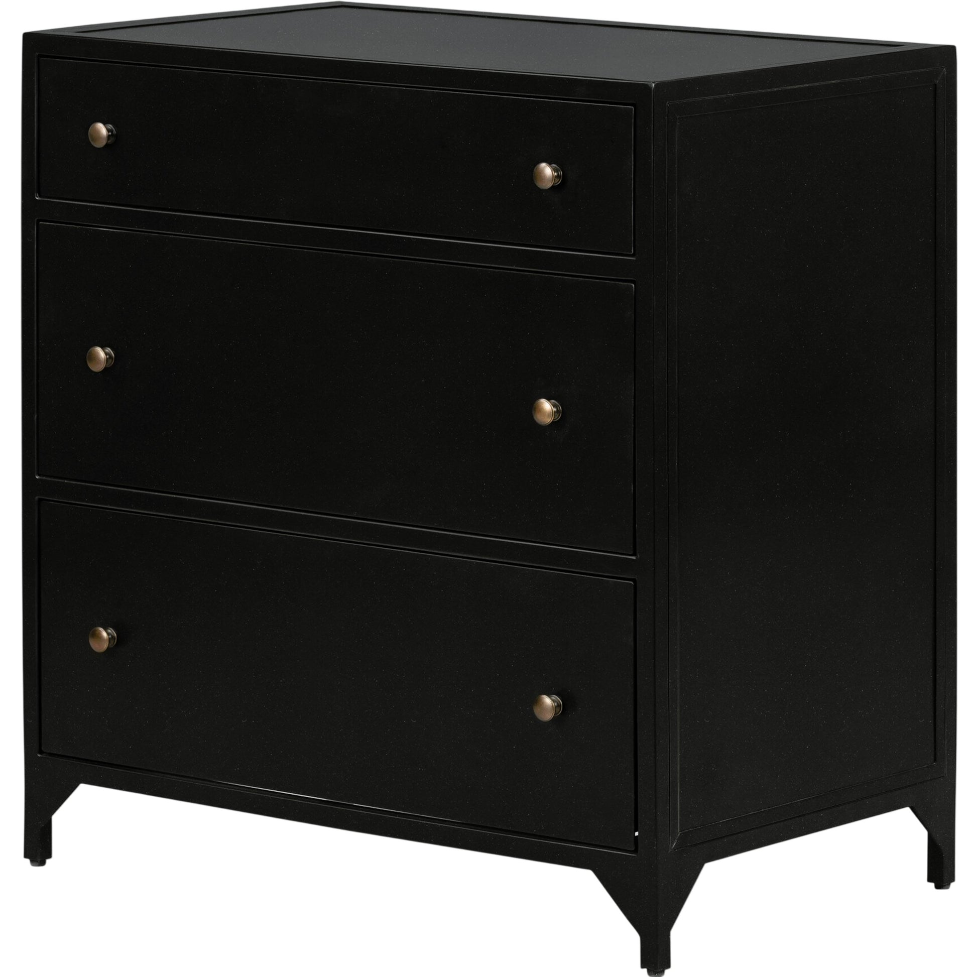 Belmont Large Storage Nightstand by Four Hands in black, weathered bronze and black. Made from iron in a modern style.