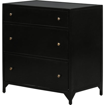 Belmont Large Storage Nightstand by Four Hands in black, weathered bronze and black. Made from iron in a modern style.