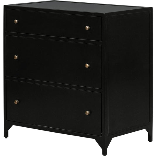 Belmont Large Storage Nightstand by Four Hands in black, weathered bronze and black. Made from iron in a modern style.