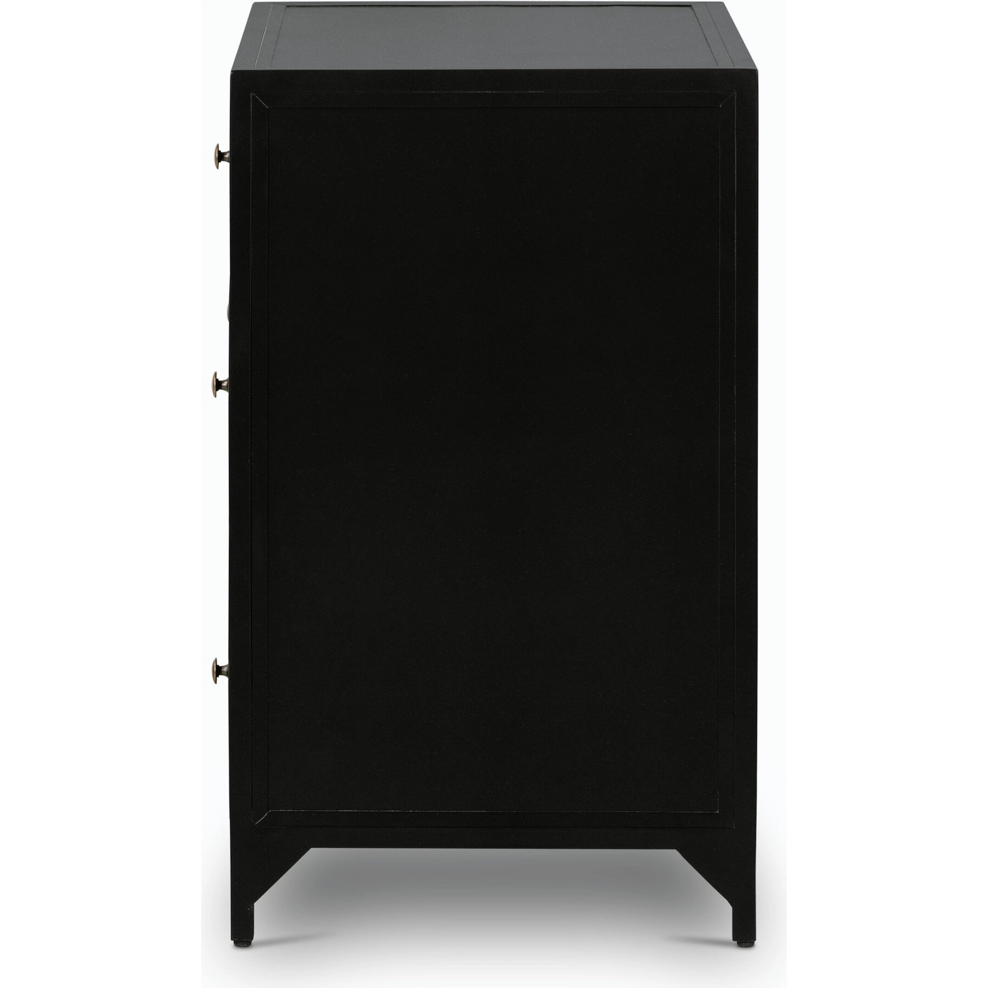 Belmont Large Storage Nightstand by Four Hands in black, weathered bronze and black. Made from iron in a modern style.