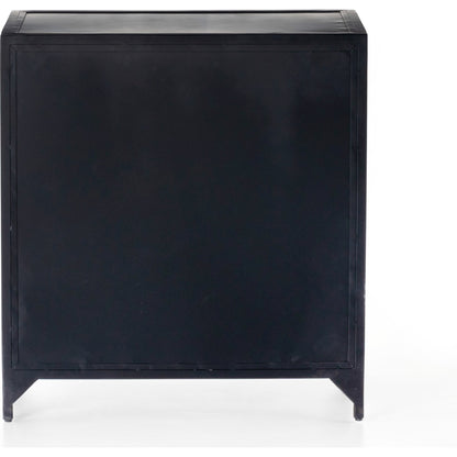 Belmont Storage Nightstand by Four Hands in black. Made from iron in a modern style.
