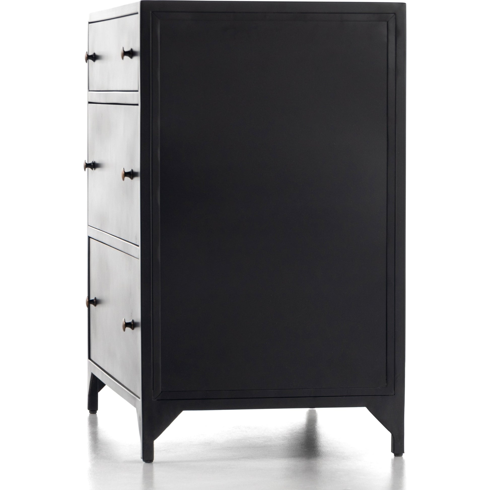 Belmont Storage Nightstand by Four Hands in black. Made from iron in a modern style.