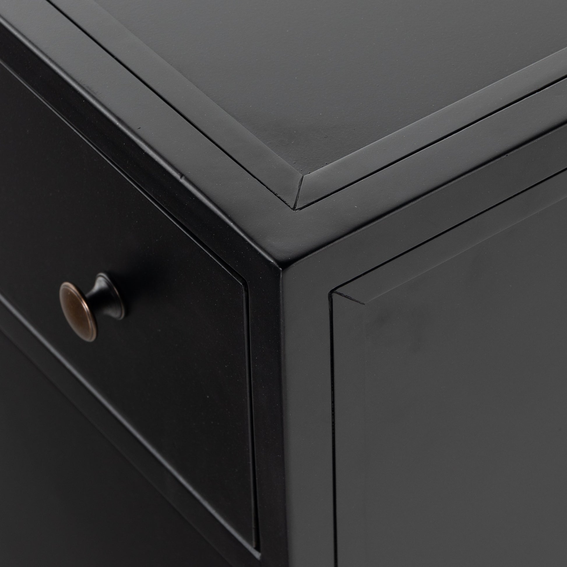 Belmont Storage Nightstand by Four Hands in black. Made from iron in a modern style.