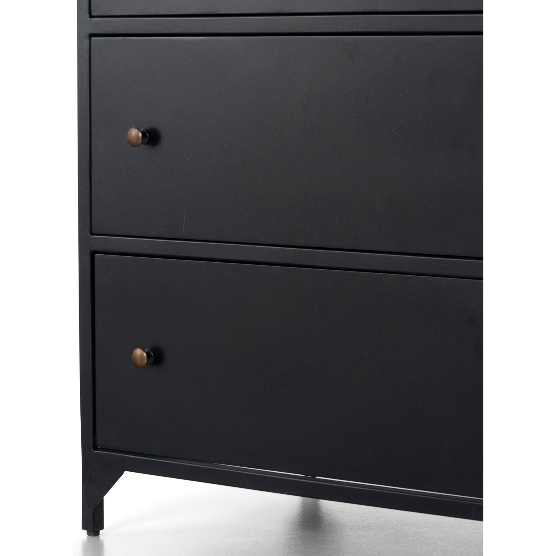 Belmont Storage Nightstand by Four Hands in black. Made from iron in a modern style.