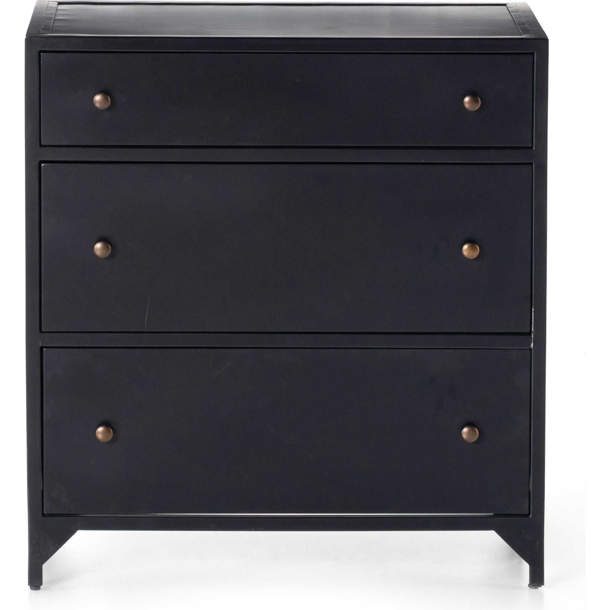Belmont Storage Nightstand by Four Hands in black. Made from iron in a modern style.