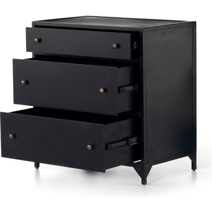 Belmont Storage Nightstand by Four Hands in black. Made from iron in a modern style.