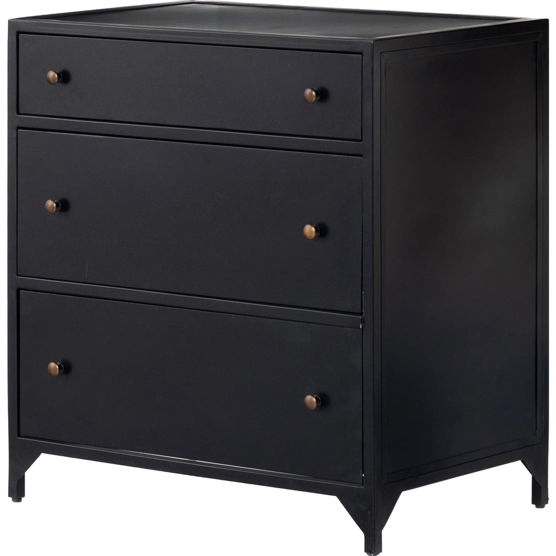 Belmont Storage Nightstand by Four Hands in black. Made from iron in a modern style.