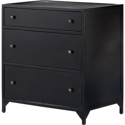 Belmont Storage Nightstand by Four Hands in black. Made from iron in a modern style.