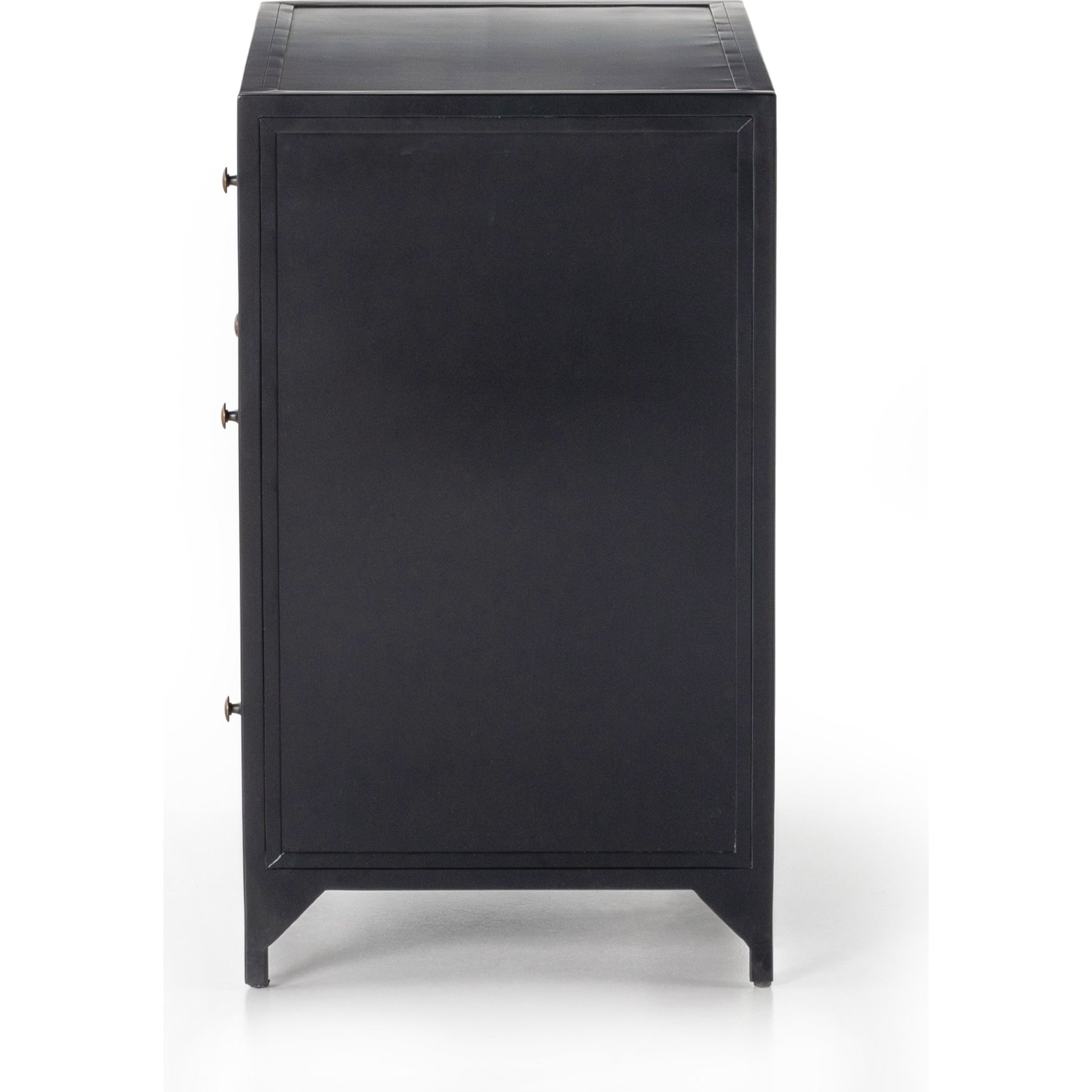Belmont Storage Nightstand by Four Hands in black. Made from iron in a modern style.