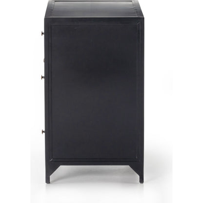 Belmont Storage Nightstand by Four Hands in black. Made from iron in a modern style.