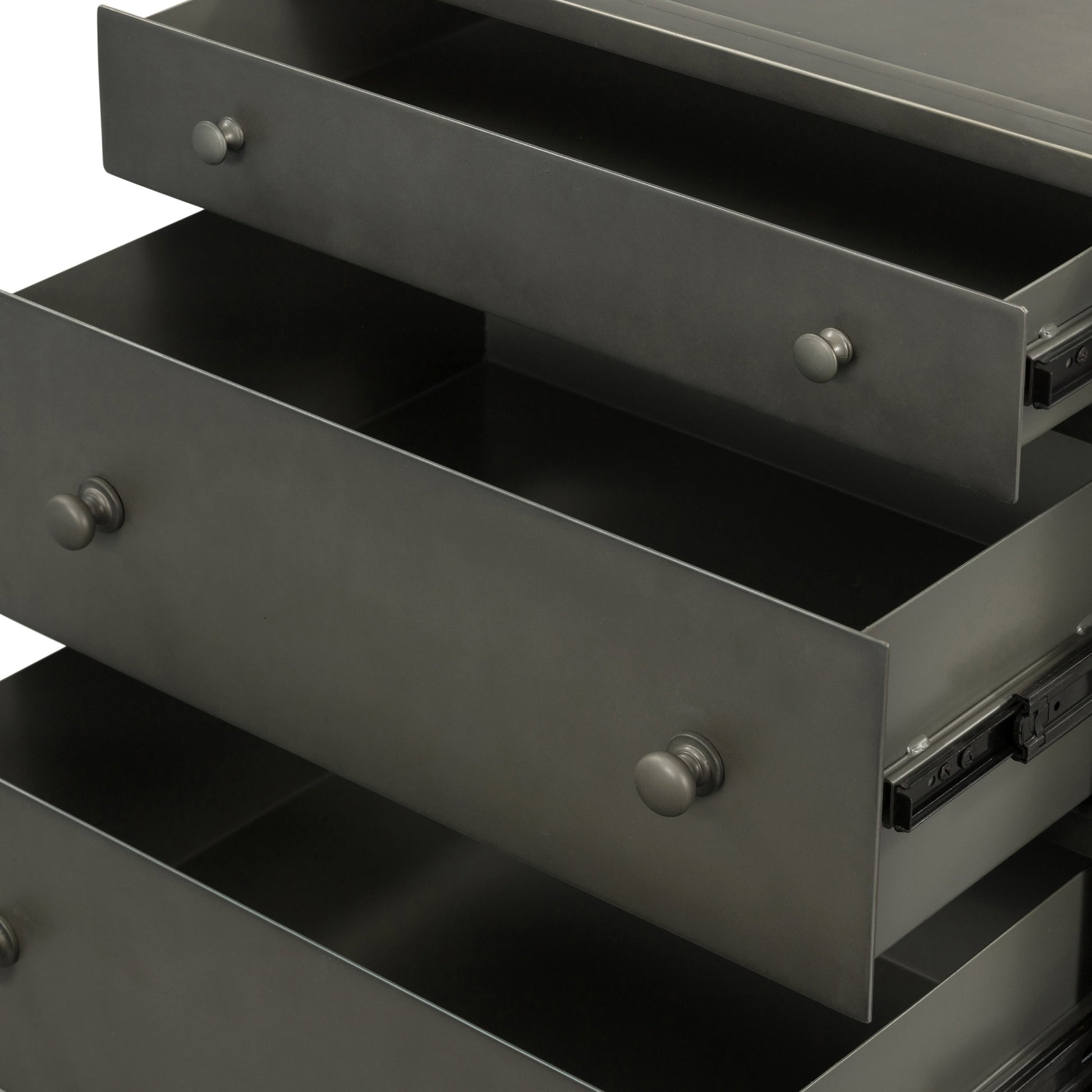 Belmont Storage Nightstand by Four Hands in black. Made from iron in a modern style.