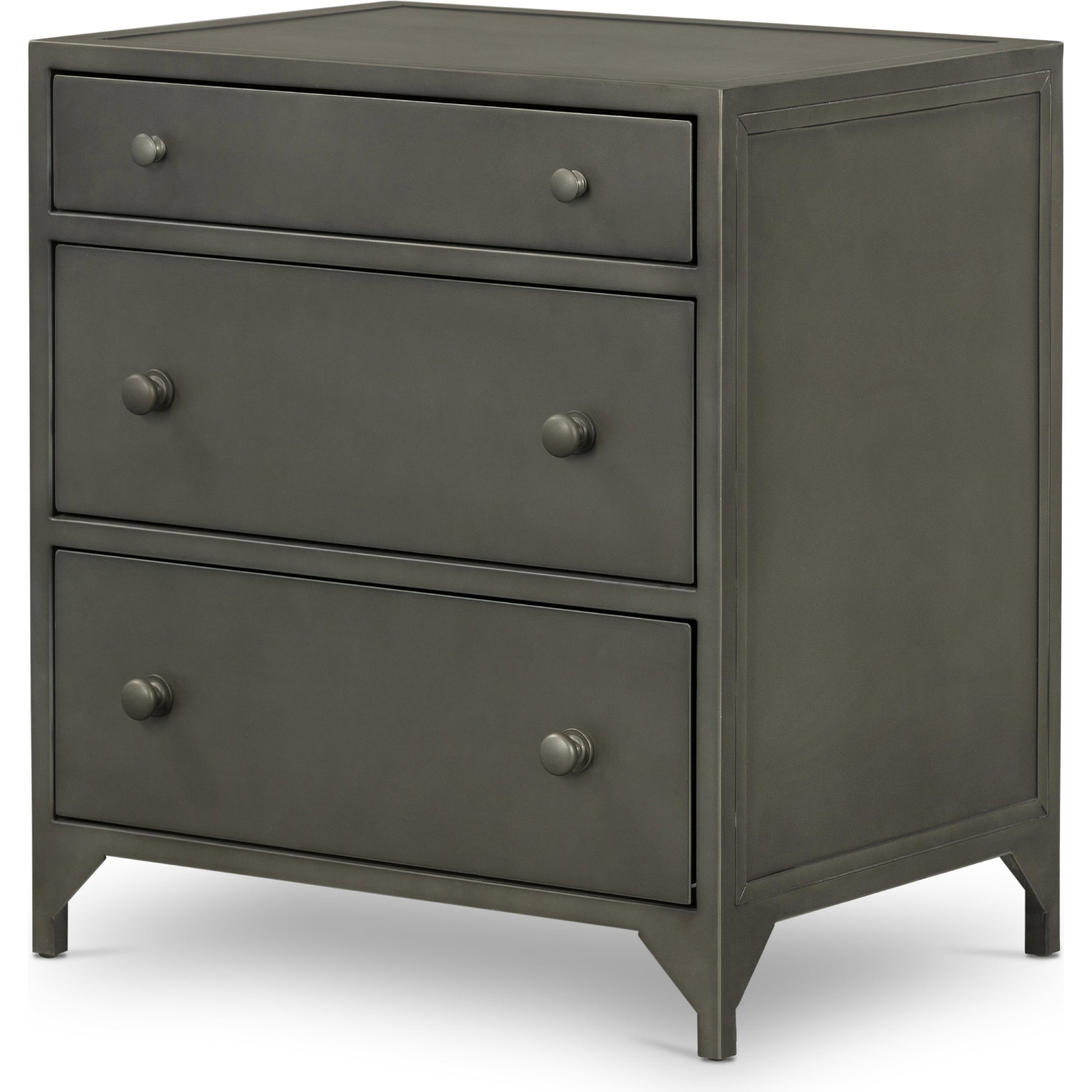 Belmont Storage Nightstand by Four Hands in black. Made from iron in a modern style.