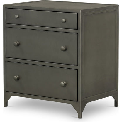 Belmont Storage Nightstand by Four Hands in black. Made from iron in a modern style.