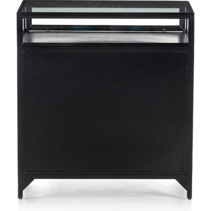 Shadow Box Nightstand by Four Hands in black. Made from iron in a modern style.