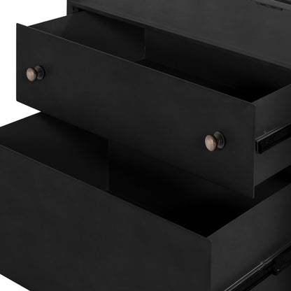 Shadow Box Nightstand by Four Hands in black. Made from iron in a modern style.