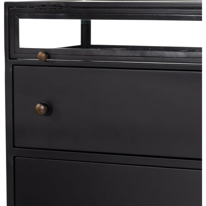 Shadow Box Nightstand by Four Hands in black. Made from iron in a modern style.