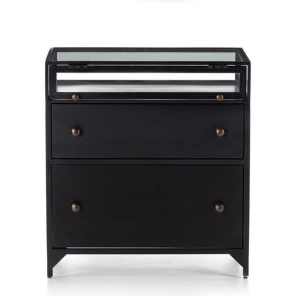 Shadow Box Nightstand by Four Hands in black. Made from iron in a modern style.