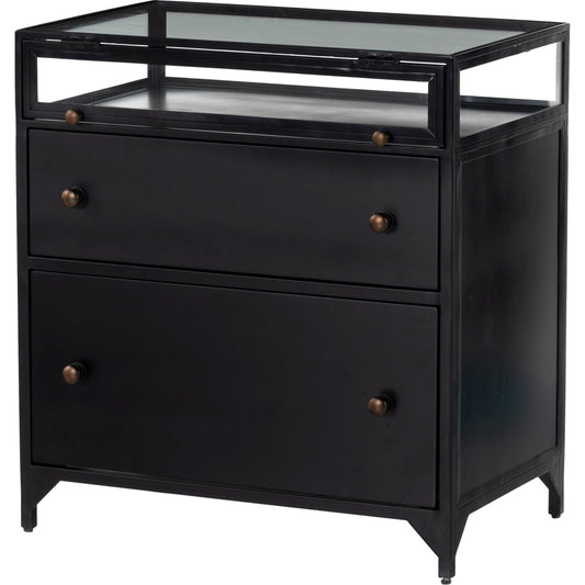 Shadow Box Nightstand by Four Hands in black. Made from iron in a modern style.