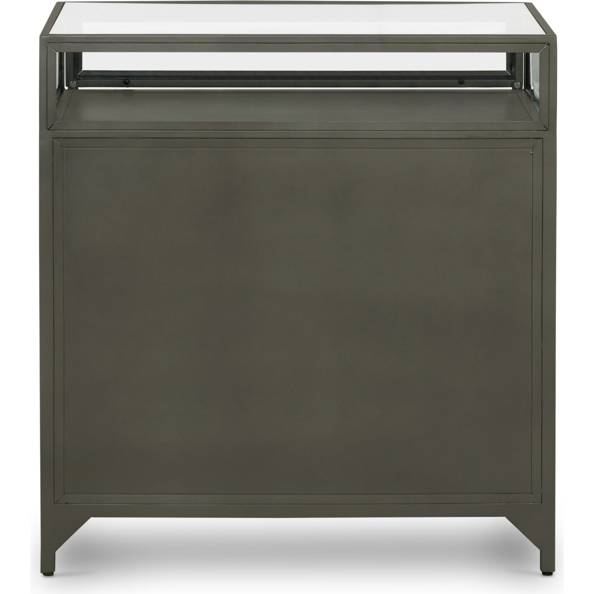 Shadow Box Nightstand by Four Hands in black. Made from iron in a modern style.