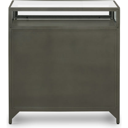 Shadow Box Nightstand by Four Hands in black. Made from iron in a modern style.