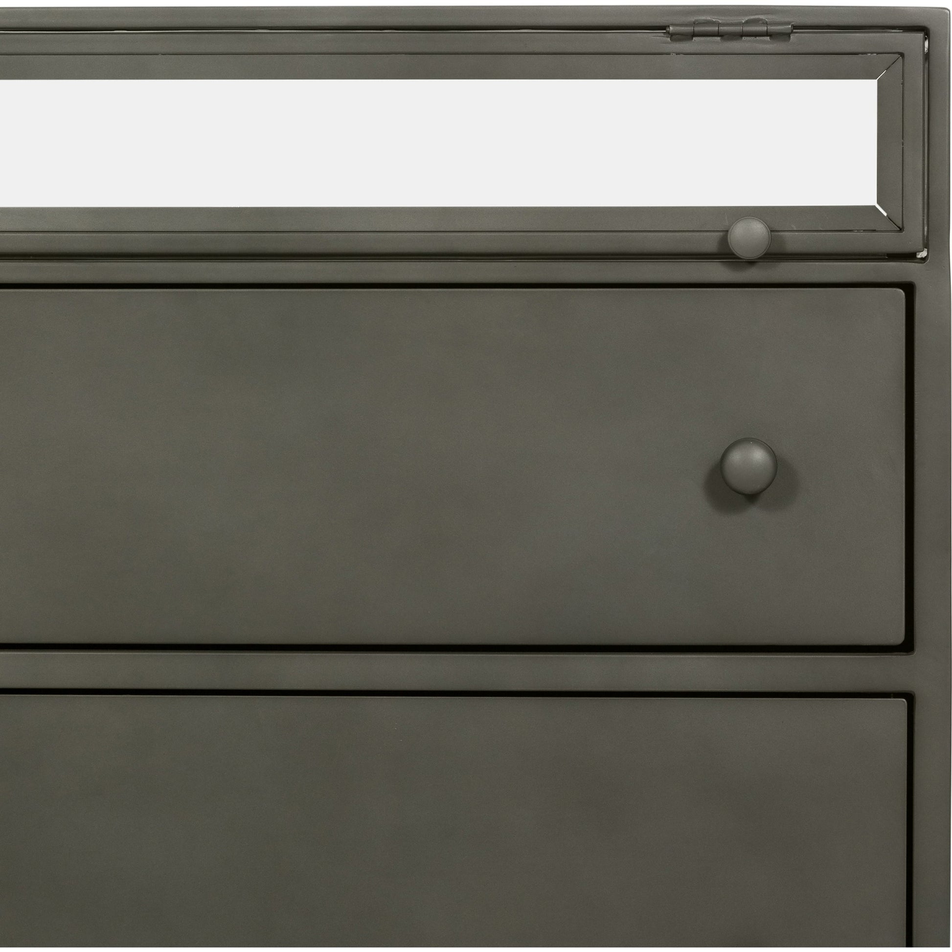 Shadow Box Nightstand by Four Hands in black. Made from iron in a modern style.