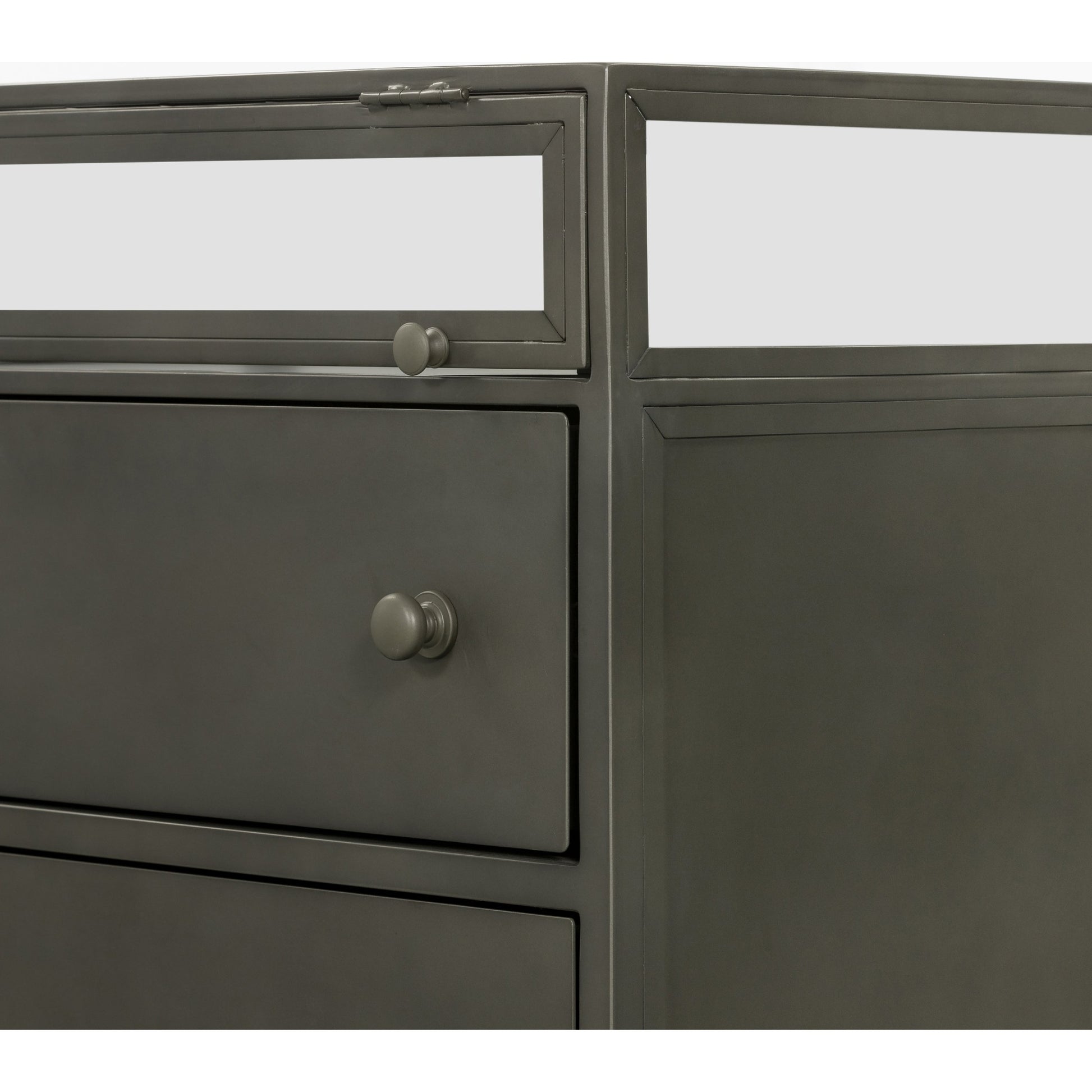 Shadow Box Nightstand by Four Hands in black. Made from iron in a modern style.