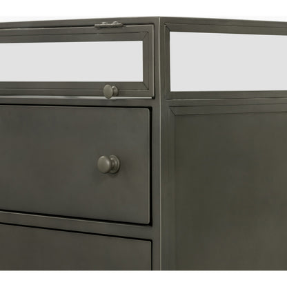 Shadow Box Nightstand by Four Hands in black. Made from iron in a modern style.