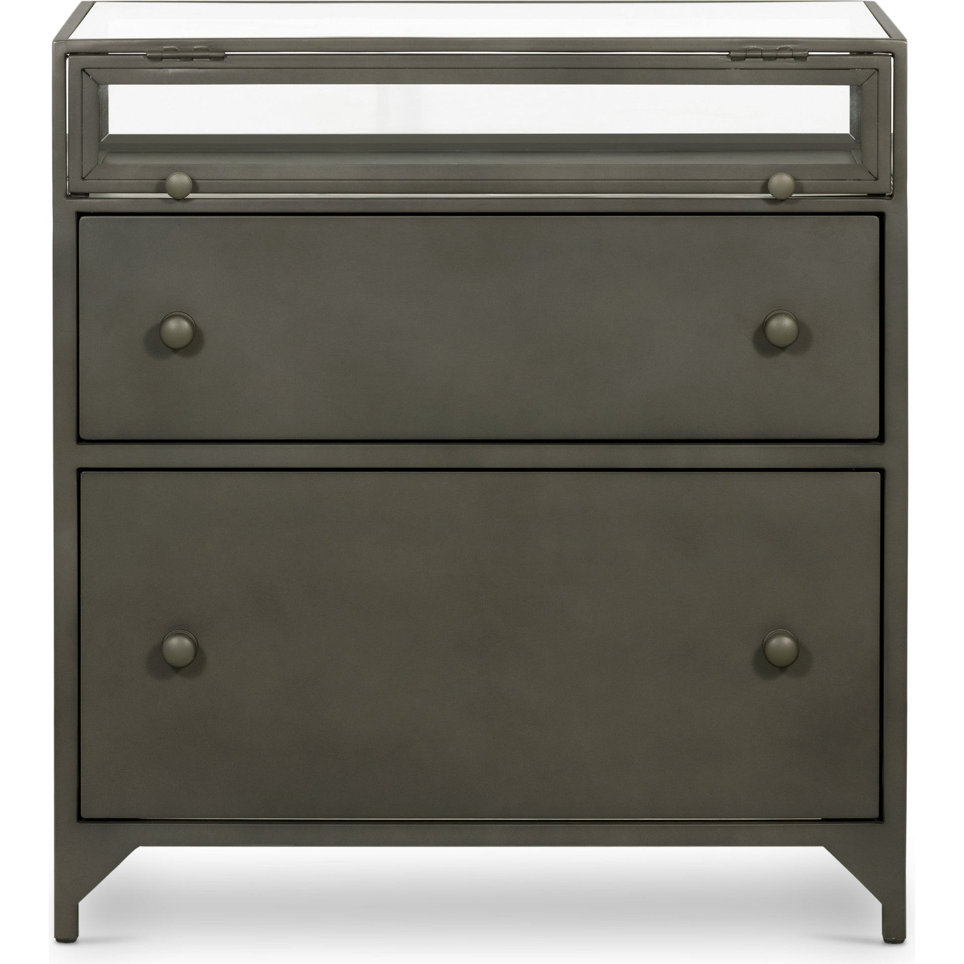 Shadow Box Nightstand by Four Hands in black. Made from iron in a modern style.