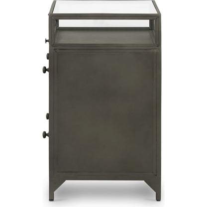Shadow Box Nightstand by Four Hands in black. Made from iron in a modern style.