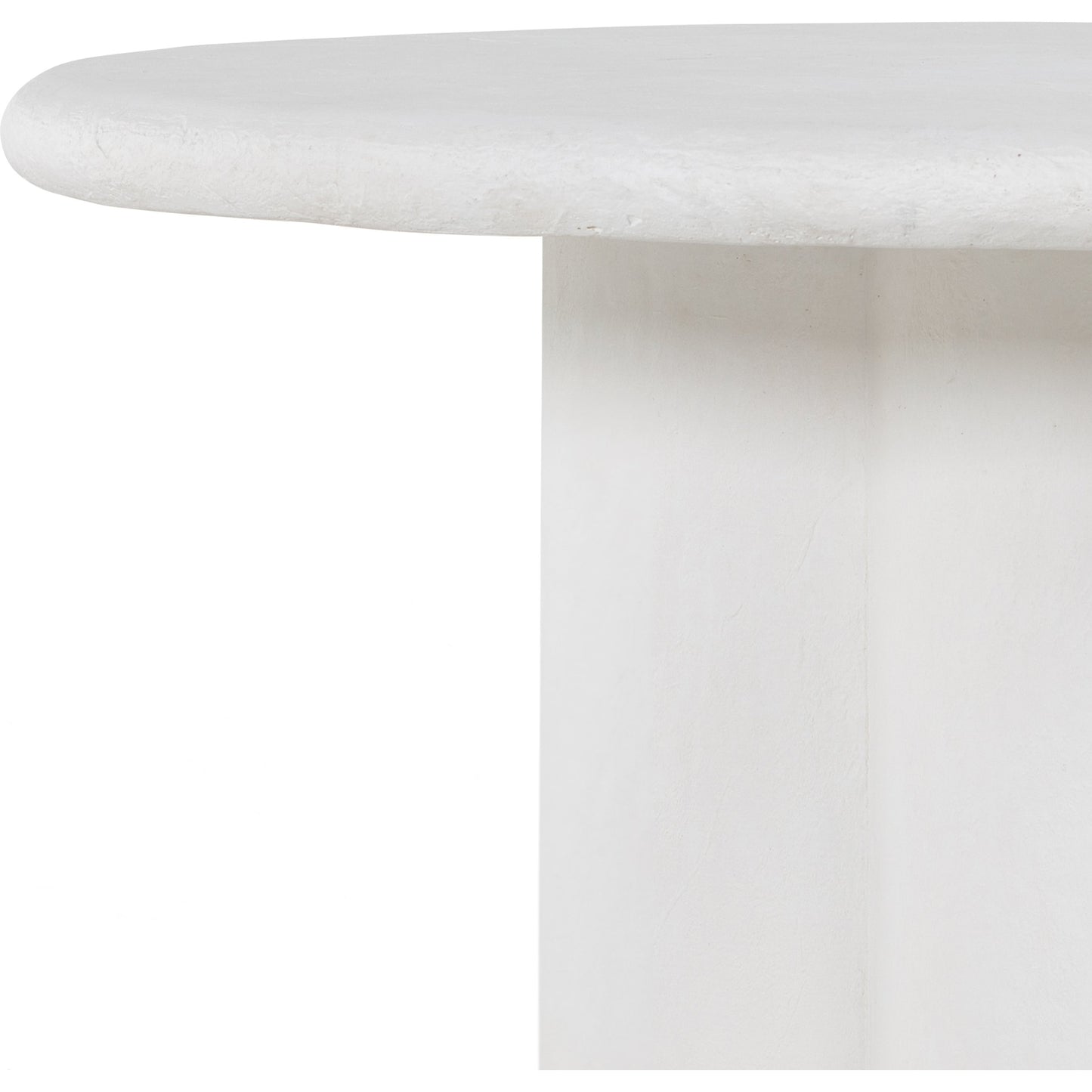 010 SI-1715450 | Closeup | Grano Dining Table by Four Hands in white plaster molded concrete. Made from concrete in a modern style.