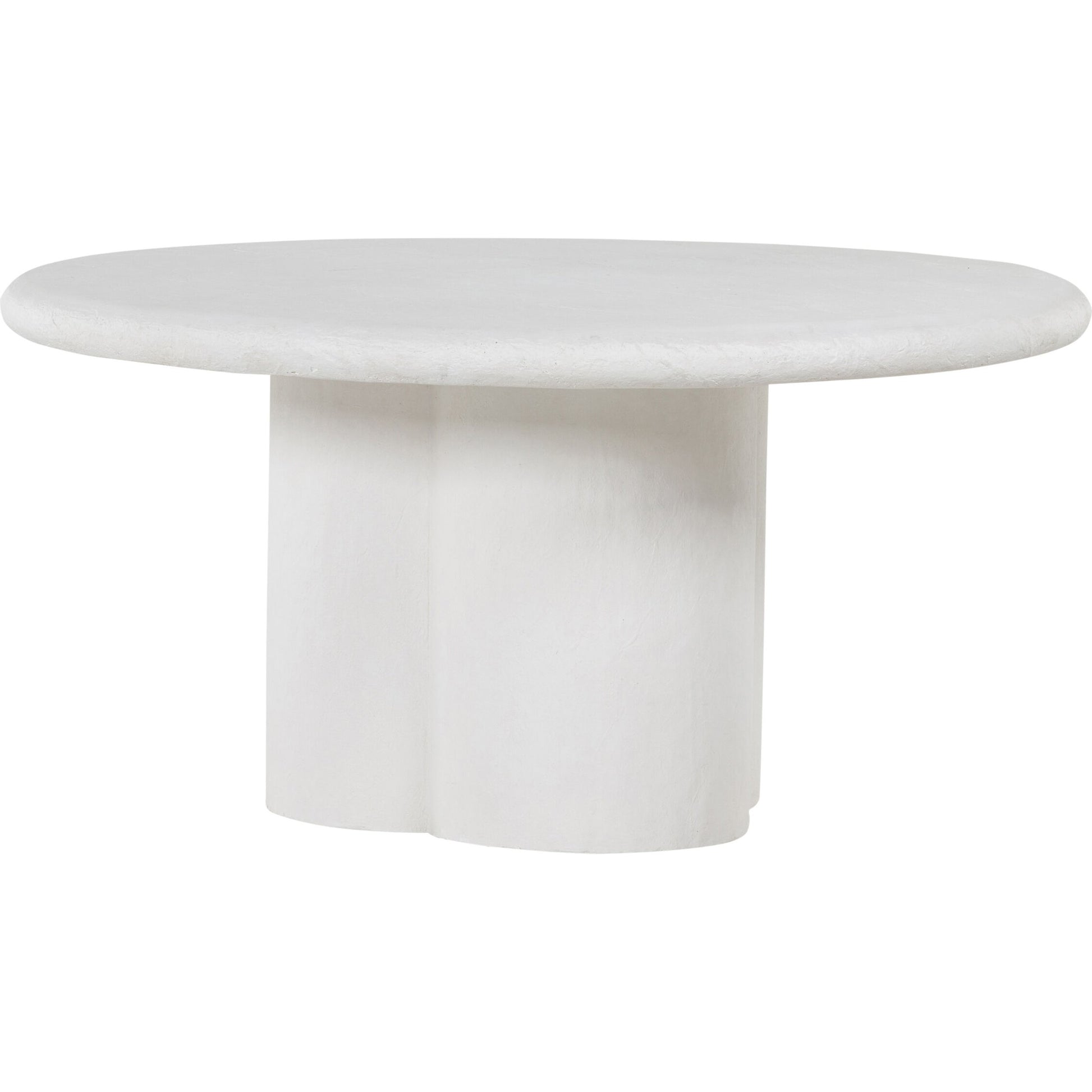 Grano Dining Table by Four Hands in white plaster molded concrete. Made from concrete in a modern style.