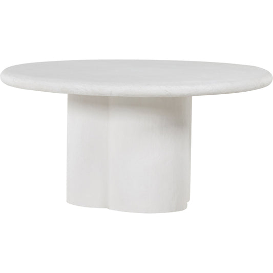 Grano Dining Table by Four Hands in white plaster molded concrete. Made from concrete in a modern style.