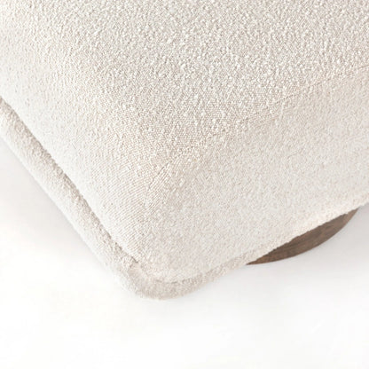 Bronwyn Swivel Chair by Four Hands in knoll natural, distressed natural. Made from 95% polyester, 5% acrylic, solid parawood, 100% polyester in a eclectic & global style.