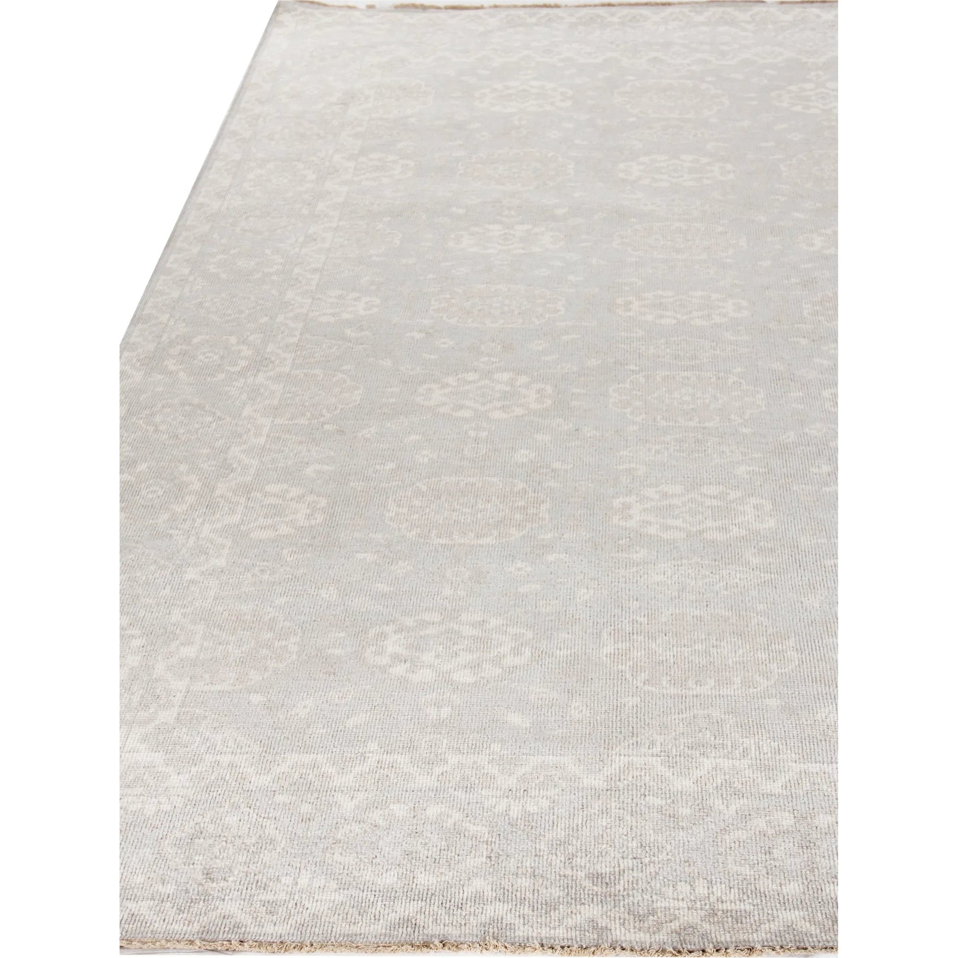 Restoration Rug by Exquisite Rugs in light blue, beige. Made from new zealand wool in a unique style.