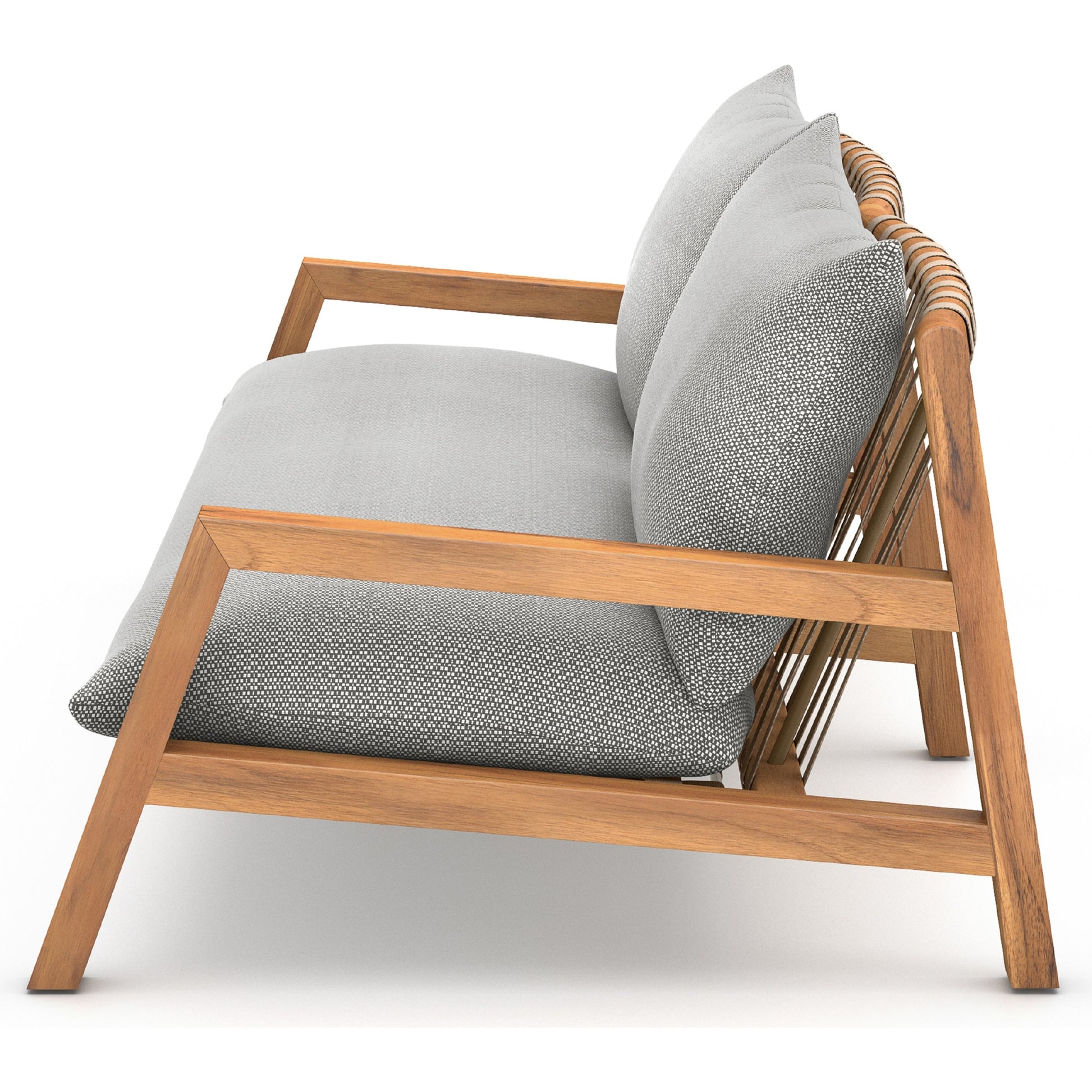 Soren Outdoor Sofa by Four Hands. Made from 100% olefin, solid fsc®-certified teak, 100% polypropylene in a modern style.