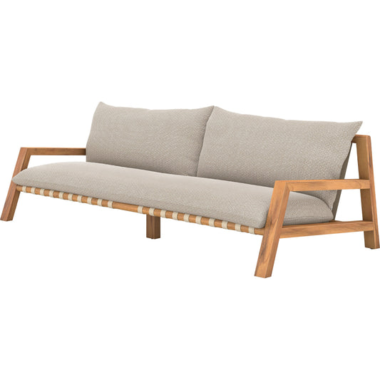 Soren Outdoor Sofa by Four Hands. Made from 100% olefin, solid fsc®-certified teak, 100% polypropylene in a modern style.
