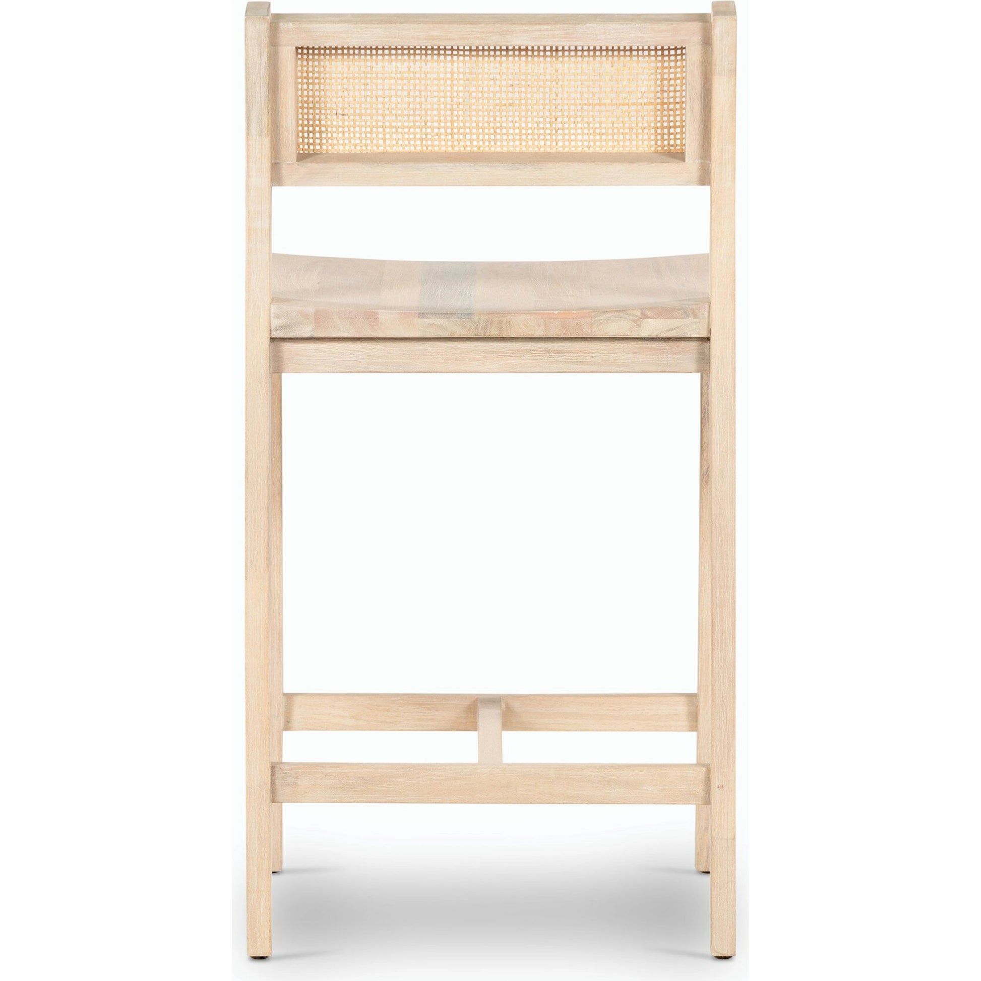 Clarita Counter Stool by Four Hands in natural cane, white wash mango and white wash mango. Made from solid mango, cane in a transitional style.