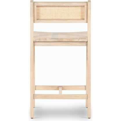 Clarita Counter Stool by Four Hands in natural cane, white wash mango and white wash mango. Made from solid mango, cane in a transitional style.