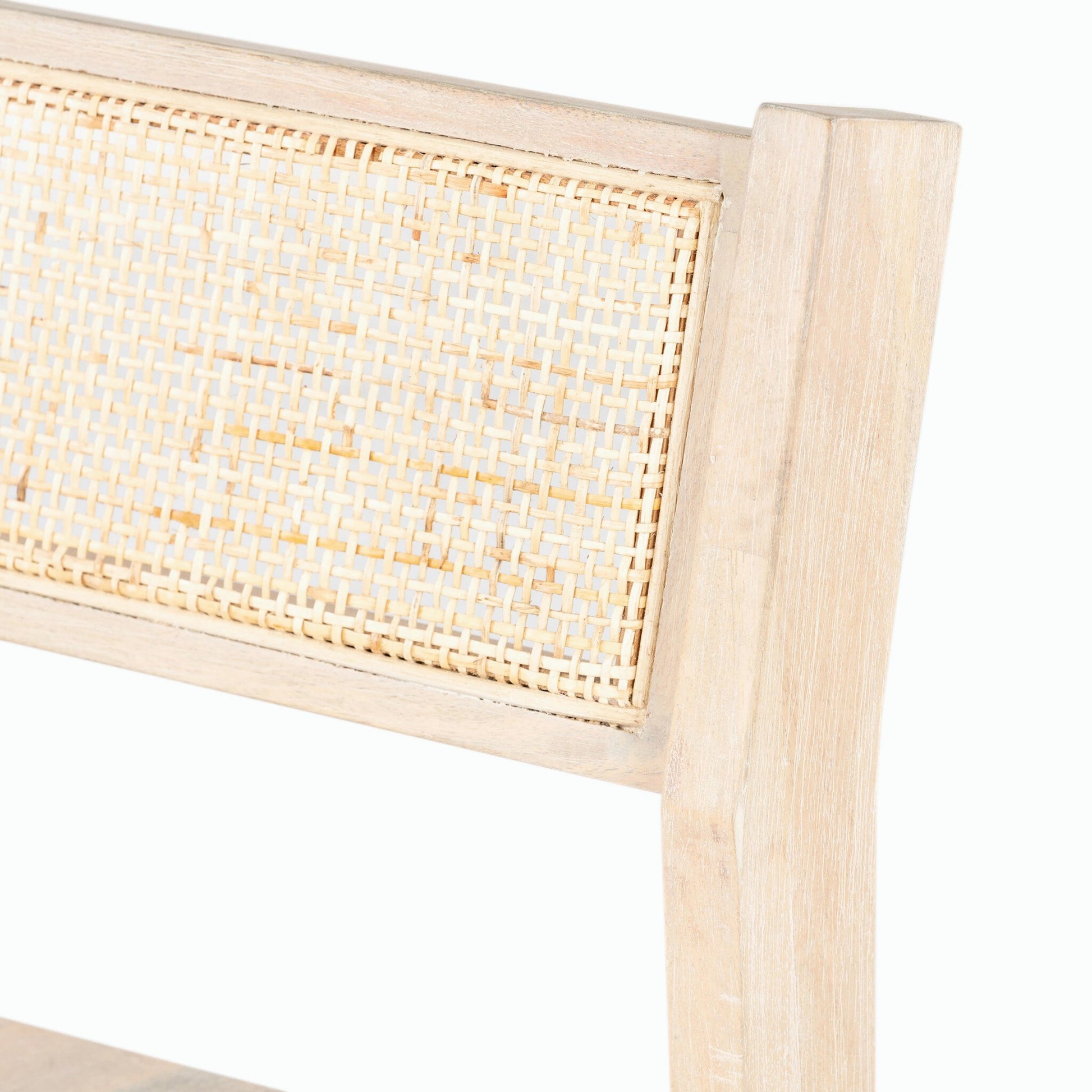 Clarita Counter Stool by Four Hands in natural cane, white wash mango and white wash mango. Made from solid mango, cane in a transitional style.