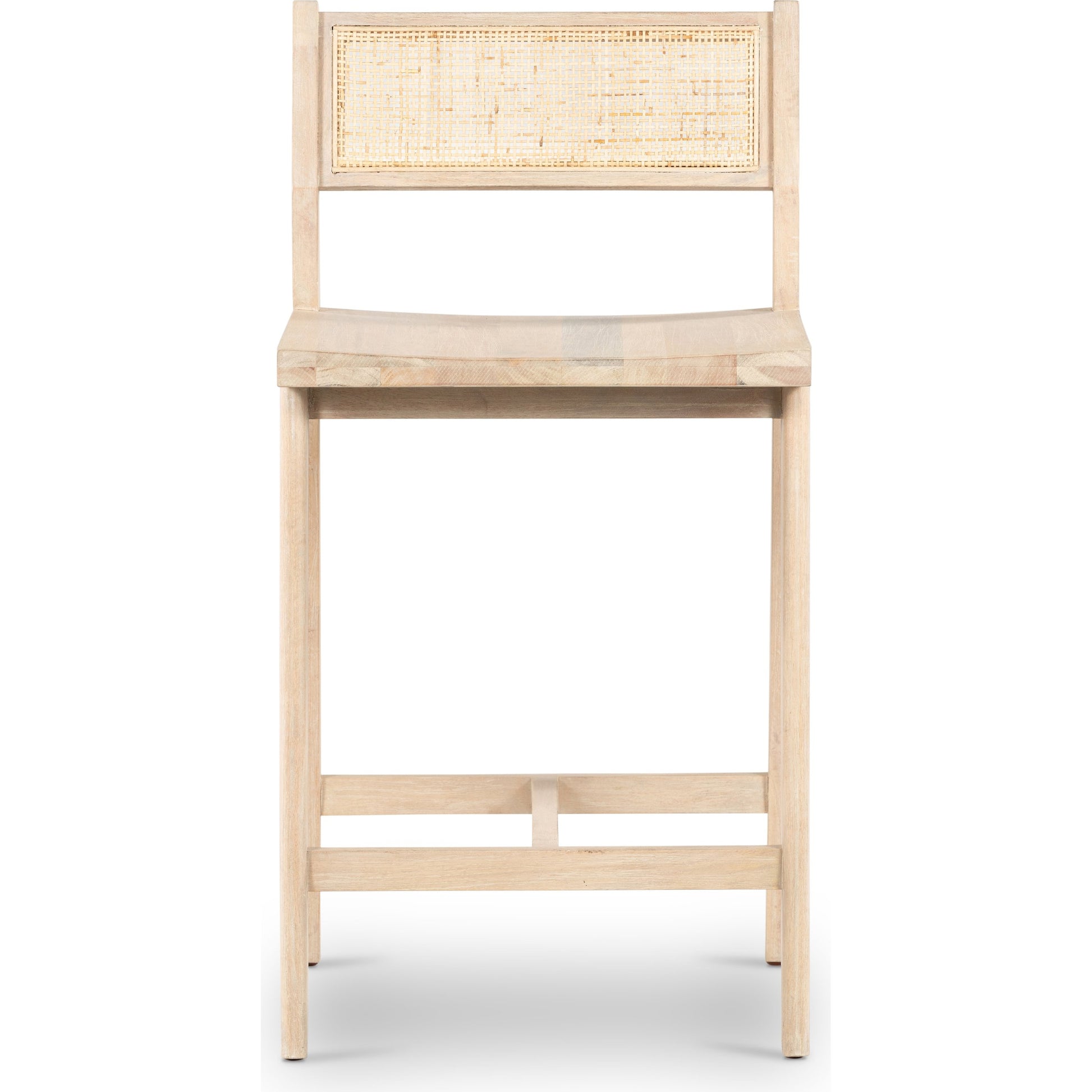 Clarita Counter Stool by Four Hands in natural cane, white wash mango and white wash mango. Made from solid mango, cane in a transitional style.