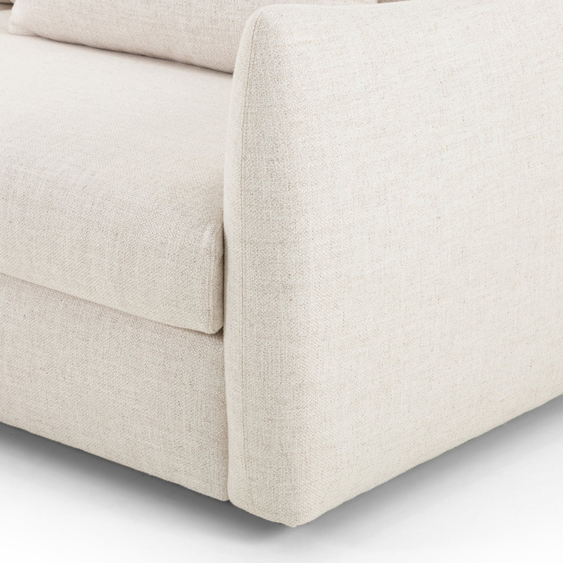 Kelsey Sofa by Four Hands in dover crescent. Made from 71% viscose (rayon), 17% polyester, 12% flax, linen, poplar plywood, 100% polyester in a modern style.
