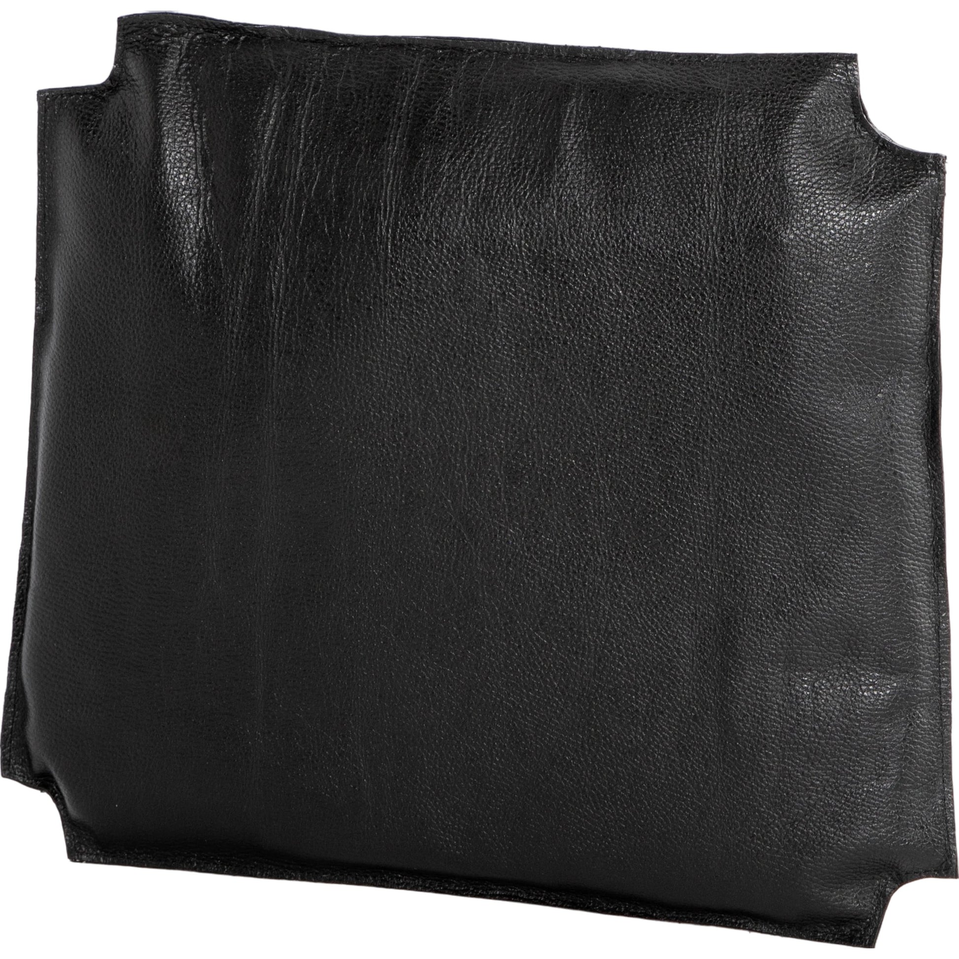 Muestra Seat Cushions by Four Hands in pebble black. Made from top grain leather, 90% polyurethane foam pad, 10% polyester fiber batting, 100% cotton in a rustic style.