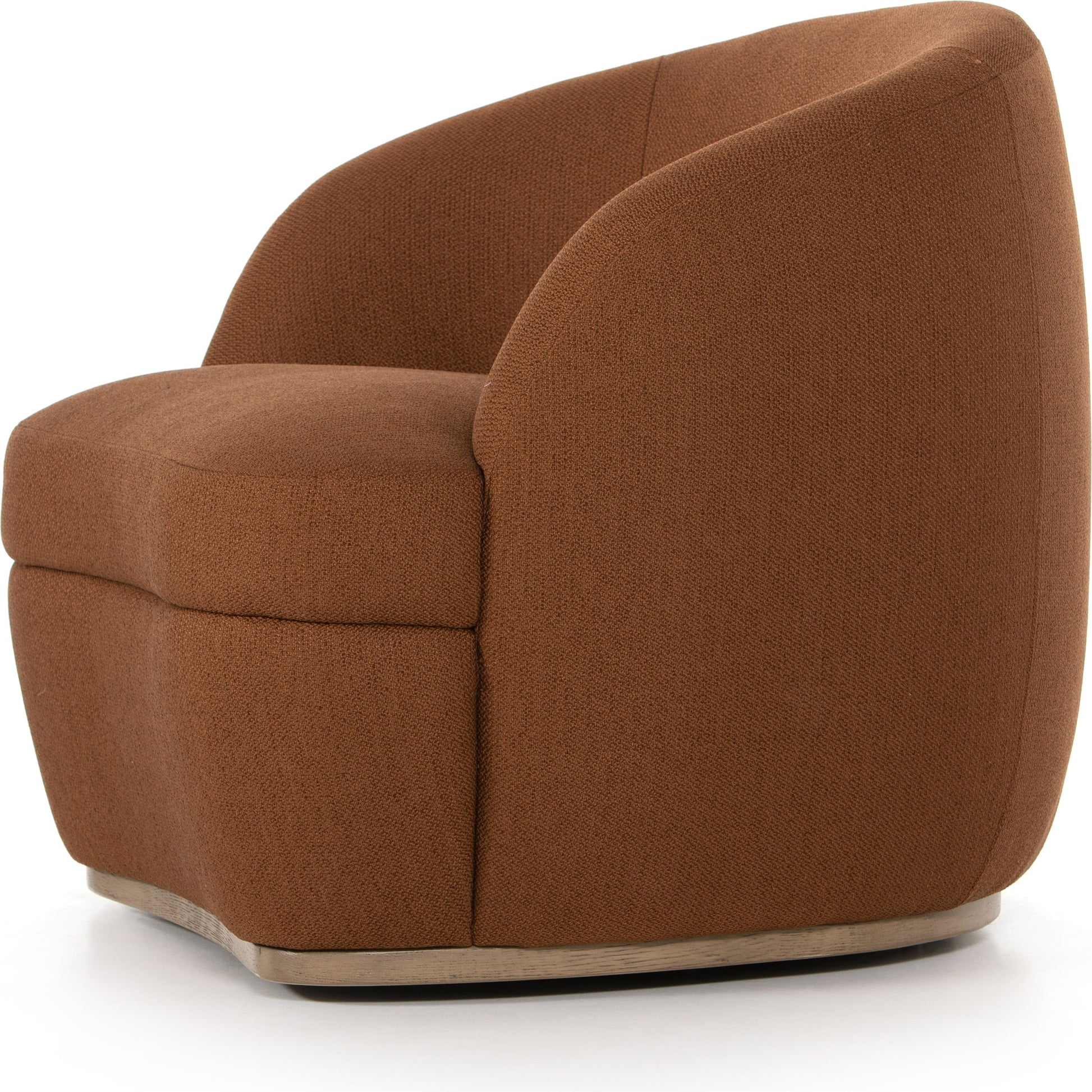 Sandie Swivel Chair by Four Hands in gibson silver and tawny oak. Made from 97% polyester, 3% acrylic, solid oak, poplar plywood in a modern style.