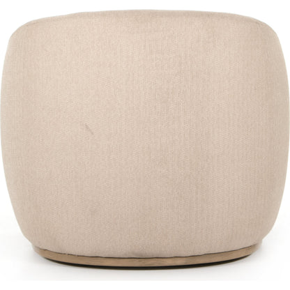 Sandie Swivel Chair by Four Hands in gibson silver and tawny oak. Made from 97% polyester, 3% acrylic, solid oak, poplar plywood in a modern style.