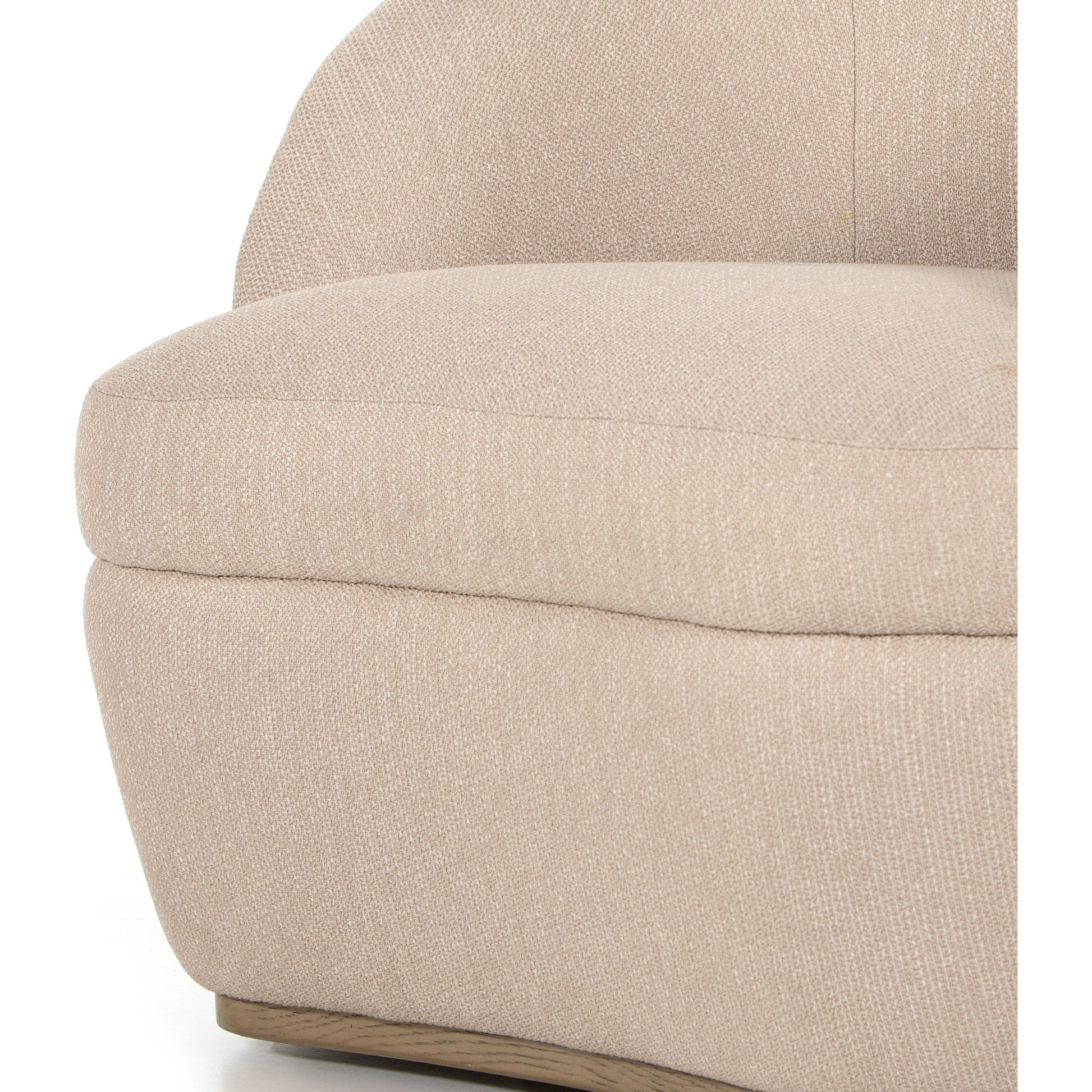 Sandie Swivel Chair by Four Hands in gibson silver and tawny oak. Made from 97% polyester, 3% acrylic, solid oak, poplar plywood in a modern style.