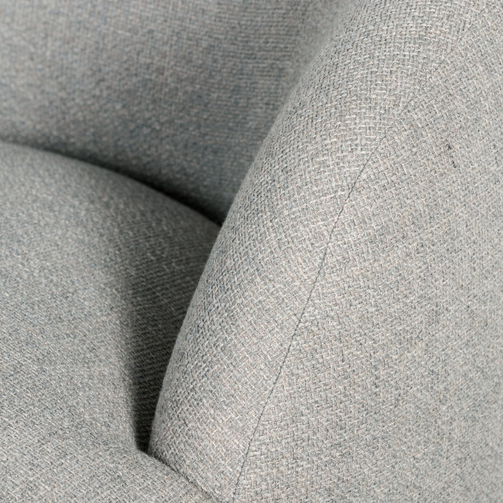 Sandie Swivel Chair by Four Hands in gibson silver and tawny oak. Made from 97% polyester, 3% acrylic, solid oak, poplar plywood in a modern style.