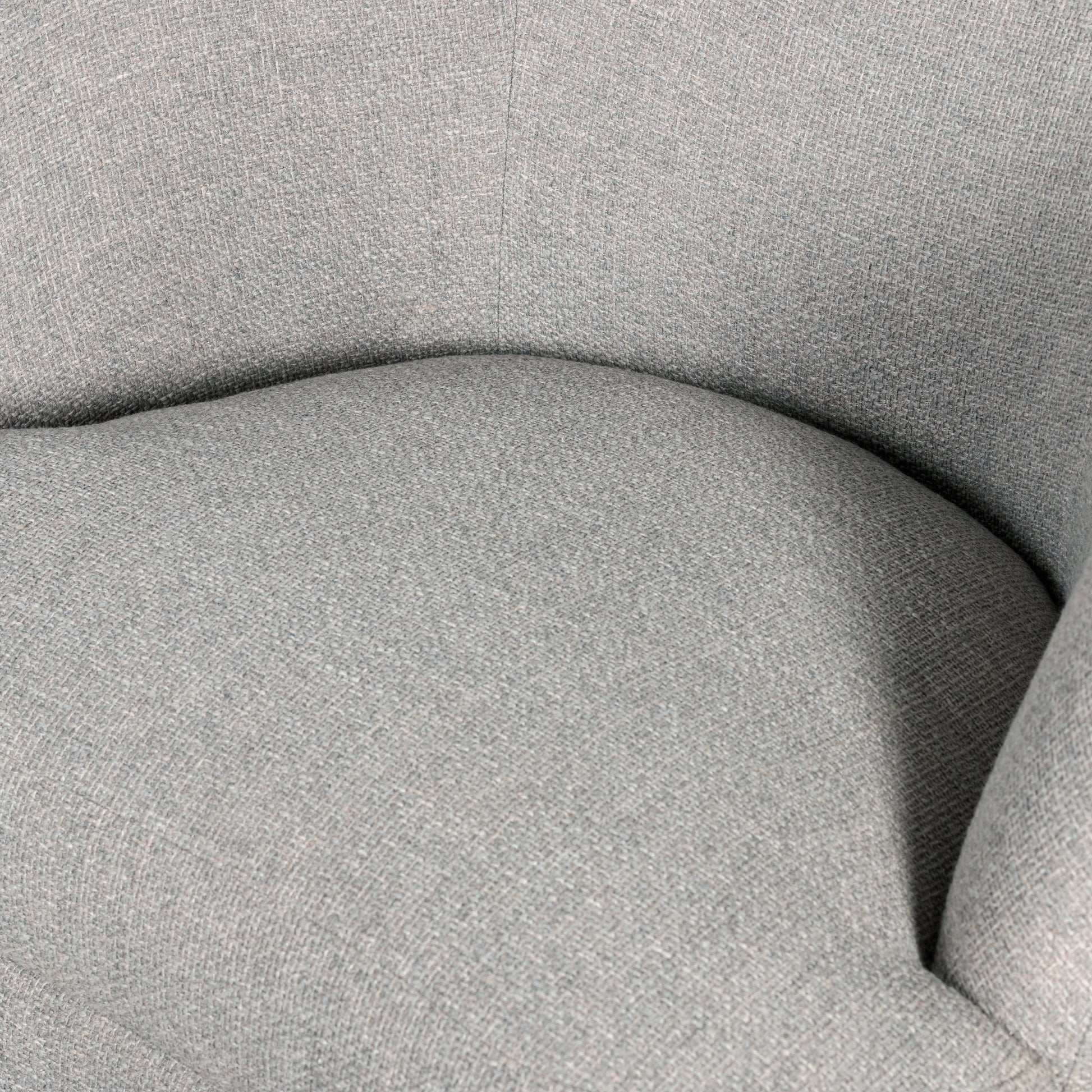 Sandie Swivel Chair by Four Hands in gibson silver and tawny oak. Made from 97% polyester, 3% acrylic, solid oak, poplar plywood in a modern style.