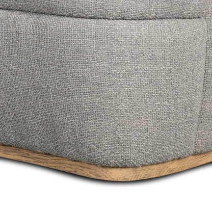 Sandie Swivel Chair by Four Hands in gibson silver and tawny oak. Made from 97% polyester, 3% acrylic, solid oak, poplar plywood in a modern style.