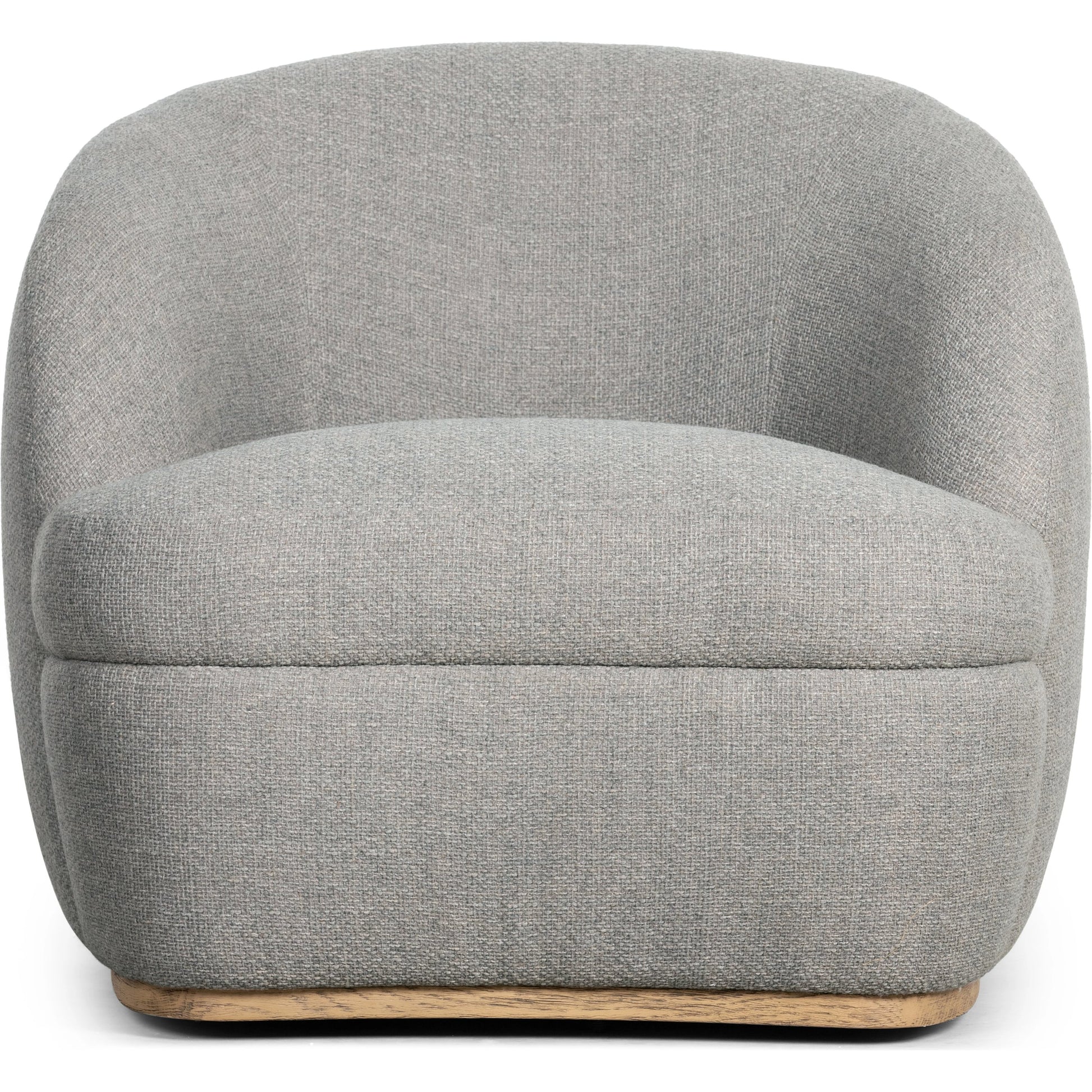 Sandie Swivel Chair by Four Hands in gibson silver and tawny oak. Made from 97% polyester, 3% acrylic, solid oak, poplar plywood in a modern style.